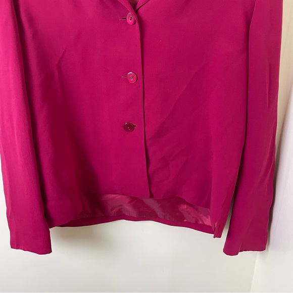 Talbots Raspberry 100% Silk Set! Silk Button Up Top & Pant Set Size 6 - Picture 3 of 16